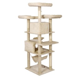 Kiipeilypuu beige 172 cm, tassukuviointi, kissatalot, riippumatto ja lepopata