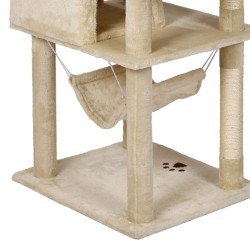 Kiipeilypuu beige 172 cm, tassukuviointi, kissatalot, riippumatto ja lepopata