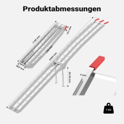 Taitettava alumiininen lastausramppi 226 cm 680 kg moottoripyörille ja mönkijöille