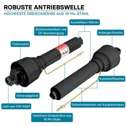 Voimansiirtokardaani T6 979 mm 830 Nm 540 rpm 74 kW 100 PS 34,9 mm 6 hammasta