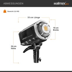 Walimex pro LED2Go 60 Daylight LED-jatkuvavalo 60 W akulla, Bowens S-Type