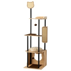 Fudajo metallinen kiipeilypuu 48 x 48 x 168 cm sisal beige ruskea