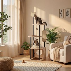 Fudajo metallinen kiipeilypuu 48 x 48 x 168 cm, sisal, beige/ruskea