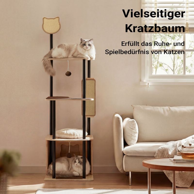 Fudajo metallinen kiipeilypuu 48 x 48 x 168 cm, sisal, beige/ruskea