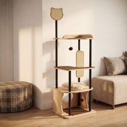 Fudajo metallinen kiipeilypuu 48 x 48 x 168 cm, sisal, beige/ruskea