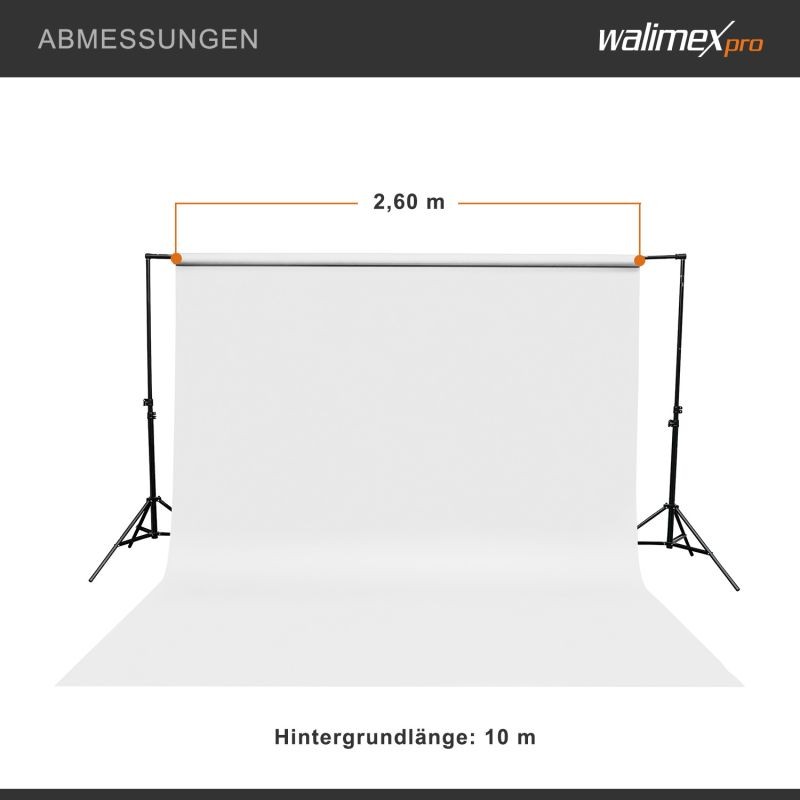 Walimex pro Taustapaperi 2,6 x 10 m, valkoinen, heijastamaton
