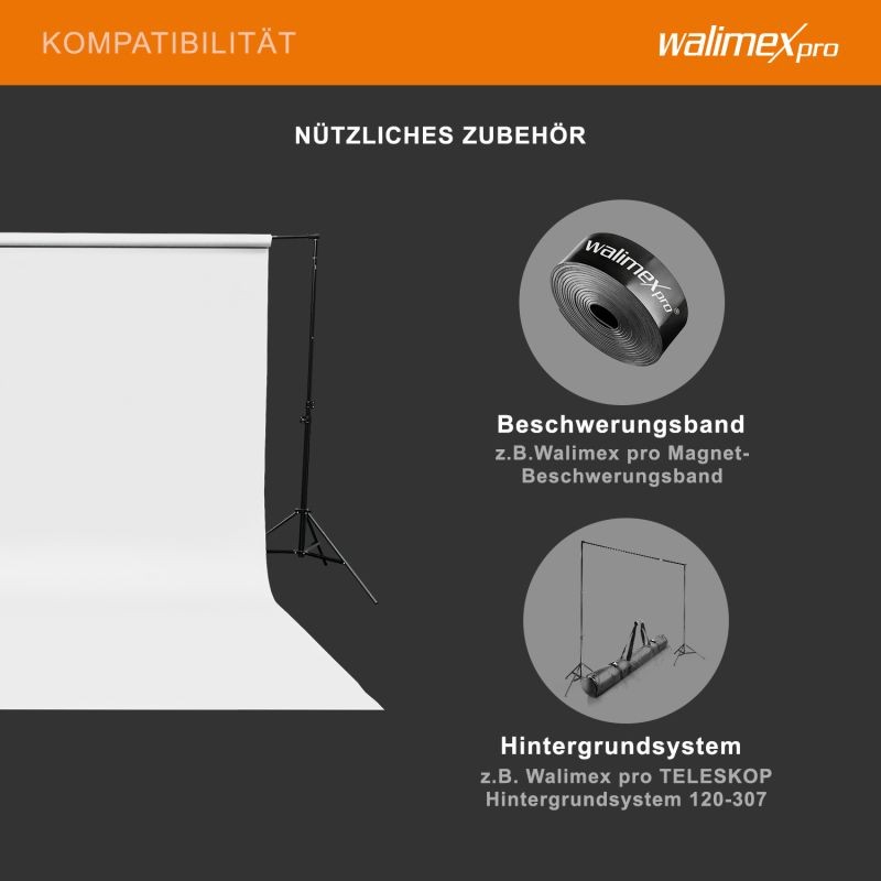 Walimex pro Taustapaperi 2,6 x 10 m, valkoinen, heijastamaton