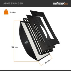 Walimex pro Studio Softbox 80x120 cm, Bowens- ja Hensel EH -adapterit, kenno, maskit ja kuljetuslaukku