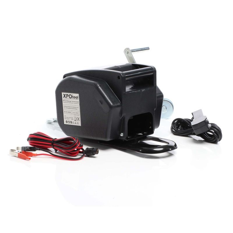 XPOtool Sähkövinssi 12V 350W 1570 kg, 1,8 m/min, vaijeri 10,5 m, koukku ja asennuslevy