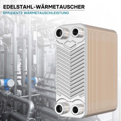 Levy-lämmönvaihdin 60 kpl, 130 kW, 4 m³/h, 1,08 l, ruostumaton teräs