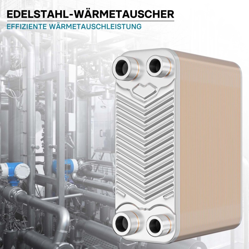 Levy-lämmönvaihdin 60 kpl, 130 kW, 4 m³/h, 1,08 l, ruostumaton teräs