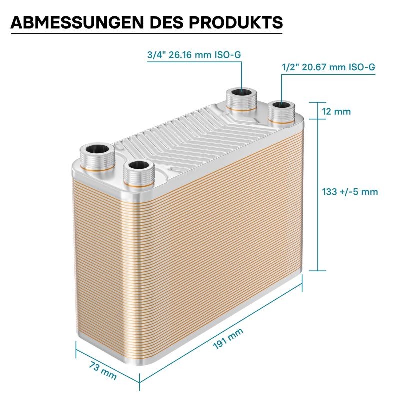 Levy-lämmönvaihdin 60 kpl, 130 kW, 4 m³/h, 1,08 l, ruostumaton teräs