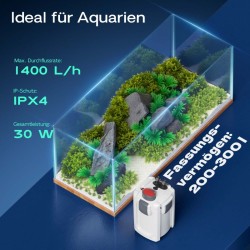 SunSun HW-703B akvaarioulkofilteri 1400 l/h 30 W 9 W UV-C 3-vaiheinen suodatus