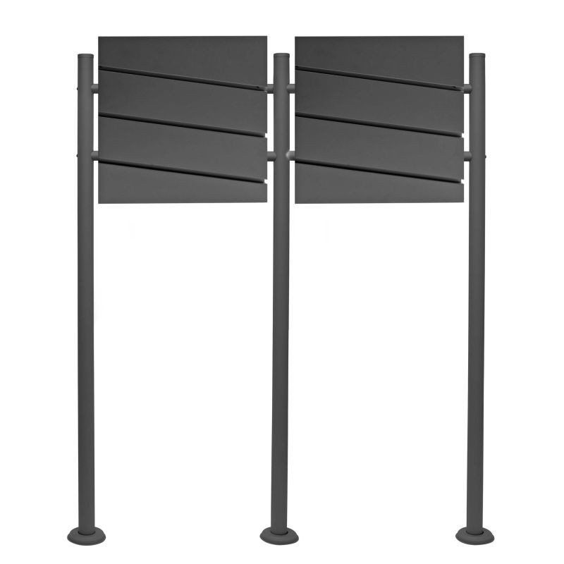 Postilaatikkosetti V16, 2 kpl, antrasiitti, jalustalla, 1000 x 135 x 1200 mm, jauhemaalattu teräs