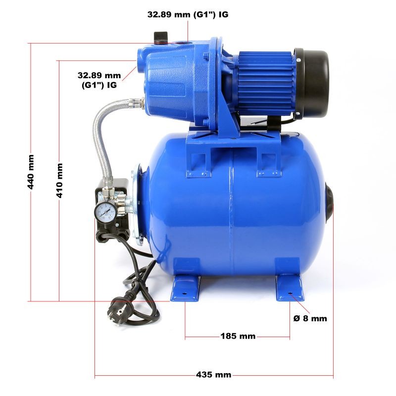 Vesipumppujärjestelmä 600 W 2800 l/h 19 l painesäiliö, painekytkin ja painemittari