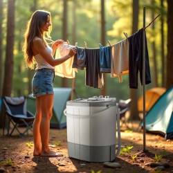 Matkapesukone 230 W, 60 x 36 x 60 cm, pesukapasiteetti 3,0 kg, linkityskapasiteetti 2,0 kg, harmaa