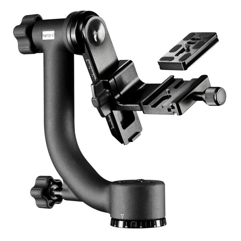 Mantona TK-I Gimbal-jalustapää teleobjektiiville, 10 kg, pikakiinnityslevyllä, urheilu- ja luontokuvaukseen