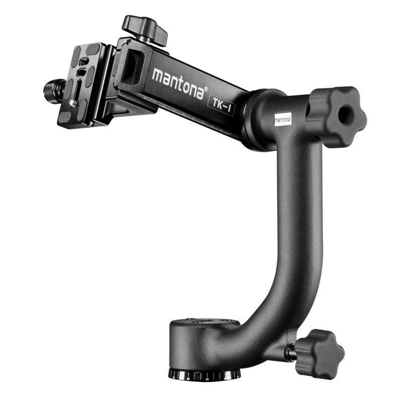 Mantona TK-I Gimbal-jalustapää teleobjektiiville, 10 kg, pikakiinnityslevyllä, urheilu- ja luontokuvaukseen