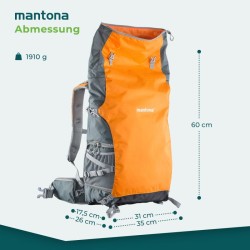 Mantona elementsPro 50 ammattitason ulkoilureppu ja kamerareppu, oranssi, 260 x 350 x 600 mm