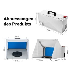 Airbrush-imujärjestelmä 4 m³/min, 47 dB, LED-valaistus, laajennettava, harmaa