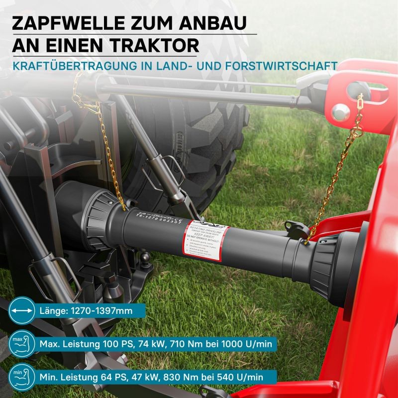 Voimansiirtokardaani T6 1270-1397 mm 830 Nm 74 kW (100 PS) 34,9 mm 6 hammasta