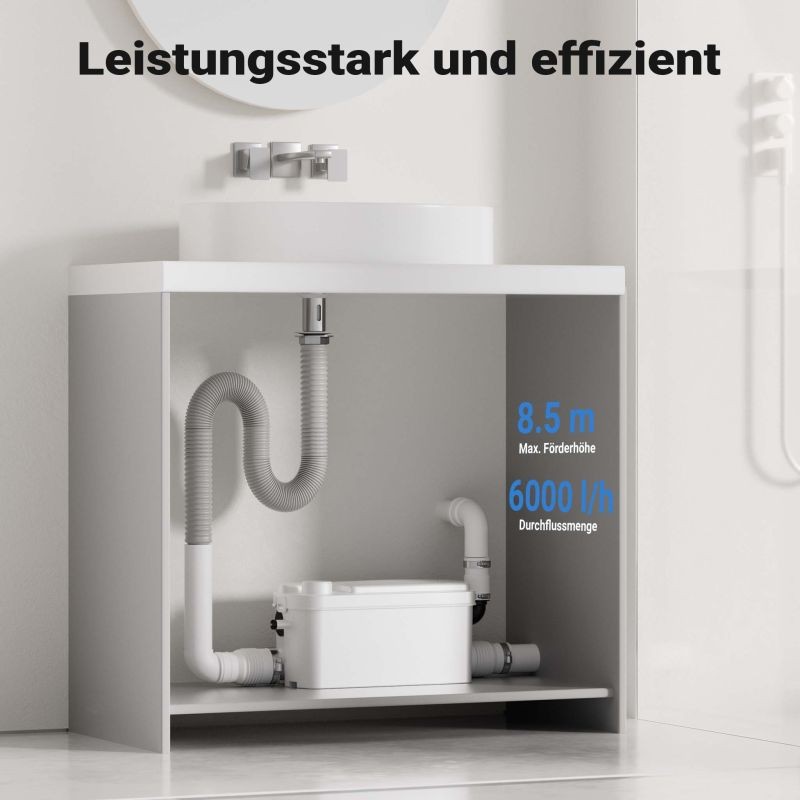 XPOtool jätevesipumppu 250 W, 3 tuloliitäntää, pumppauskorkeus 8,5 m, WC ja suihku