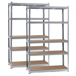 Raskashyllysetti 2 kpl 120x60x200 cm 5 tasoa 200 kg taso sinkitty teräs hopea