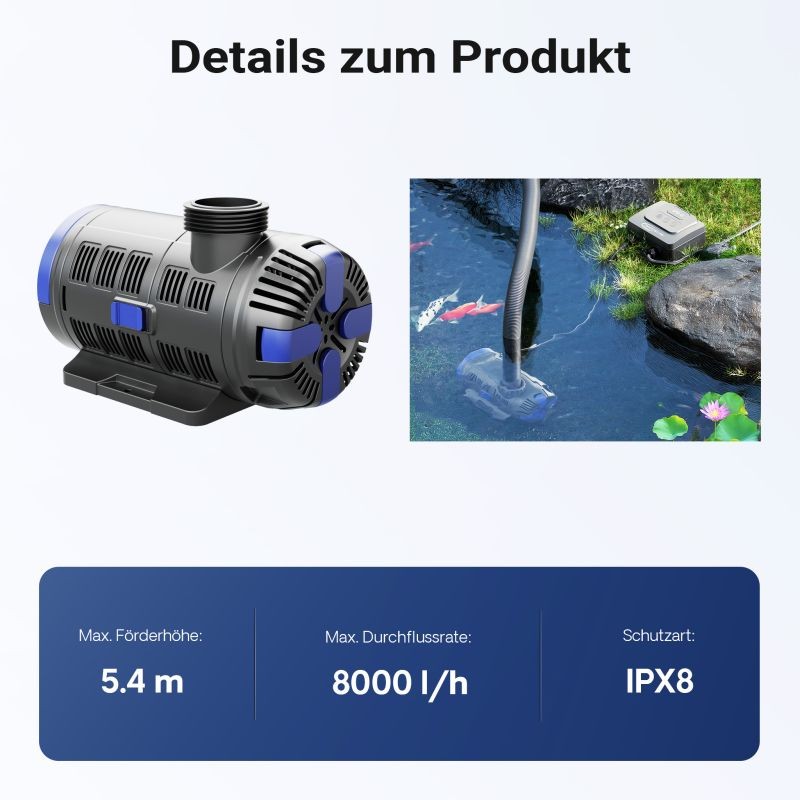 SunSun CET-8000 SuperECO lampupumppu 8000 l/h, 80 W, maks. nostokorkeus 5,4 m
