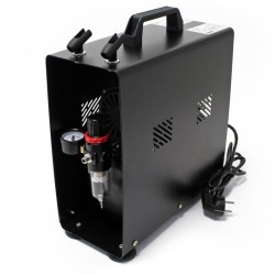 Airbrush-kompressori AF186A, yksisylinterinen, 4 bar, 3 l säiliö, automaattinen sammutus