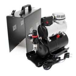 Airbrush-kompressori AF186A, yksisylinterinen, 4 bar, 3 l säiliö, automaattinen sammutus