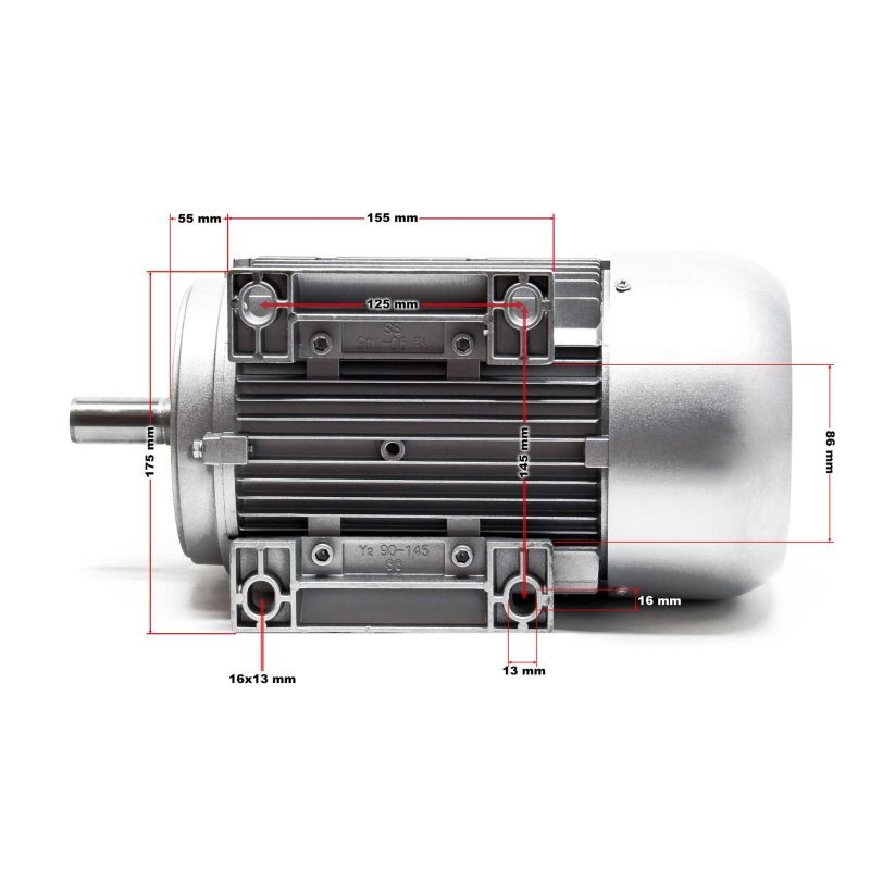 Sähkömoottori 2,2 kW (3 PS) 230 V yksivaiheinen 2850 U/min alumiinikäämi
