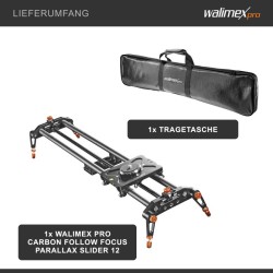 Walimex pro parallax-videoslideri 120 cm hiilikuitu musta/oranssi 21640