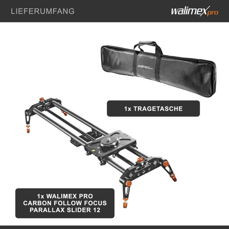 Walimex pro parallax-videoslideri 120 cm hiilikuitu musta/oranssi 21640