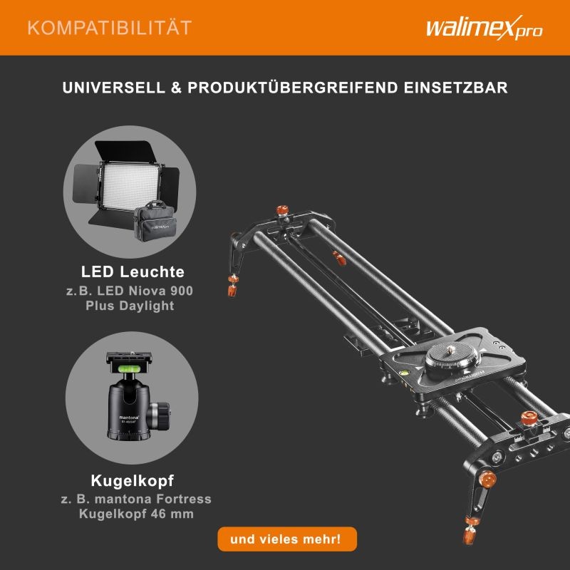 Walimex pro parallax-videoslideri 120 cm hiilikuitu musta/oranssi 21640