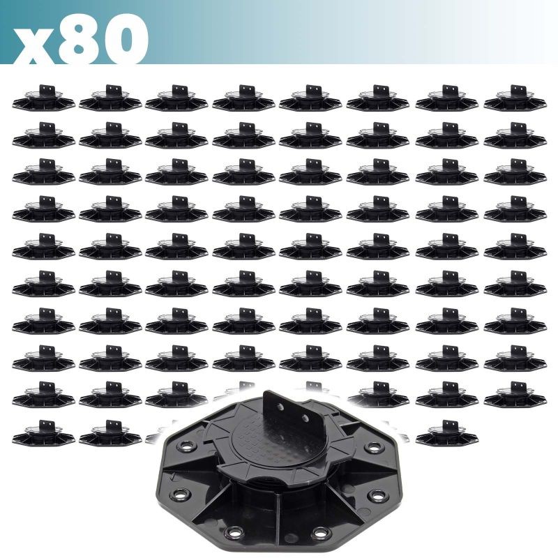 XPOtool Säädettävät terassituet 80 kpl, 18–28 mm, 2700 kg, musta