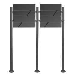 Postilaatikkosetti V14, 2 kpl, antrasiitti, lukittavat, jalkatelineellä, jauhemaalattu teräs