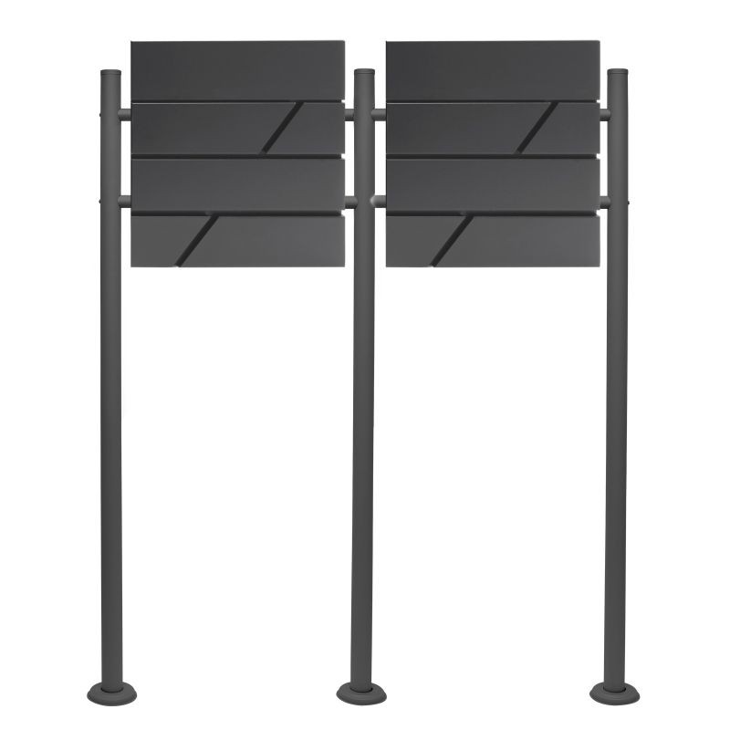 Postilaatikkosetti V14, 2 kpl, antrasiitti, lukittavat, jalkatelineellä, jauhemaalattu teräs