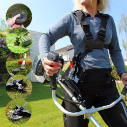 Bensiinikäyttöinen 3-in-1 puutarhakone 1,9 kW 52 cm³ ruohotrimmeri, pensasleikkuri ja siiluri, oranssi