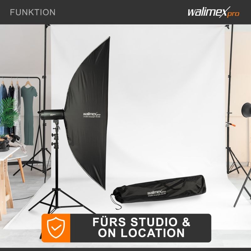 Walimex pro Studio Striplight-softbox 40x180 cm, kenno, maski, Bowens-adapteri, kuljetuslaukku