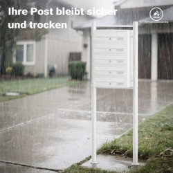 5-lokeroinen seisova postilaatikkojärjestelmä, valkoinen, 270 x 513 x 1500 mm