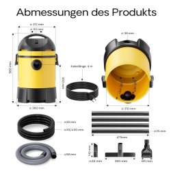 Lampi- ja allasimuri 1400 W, 30 l, automaattinen tyhjennys, märkä- ja kuivaimu