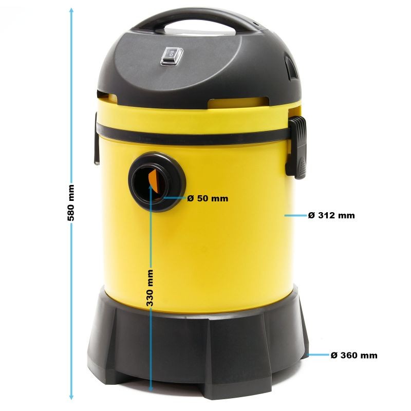 Märkä- ja kuivaimuri 1400 W, 30 l, automaattinen tyhjennys, keltainen