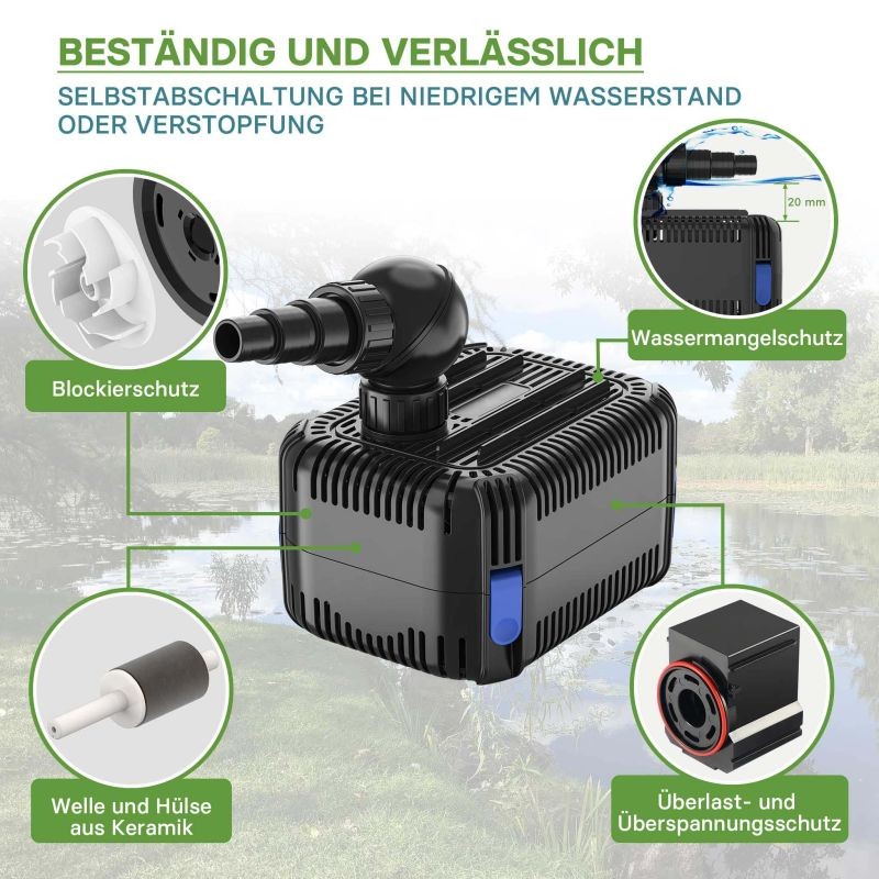SunSun CDF-6000 lampipumppu 24V DC, 6000 l/h, 40 W, kuivakäynti- ja tukkeutumissuoja