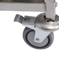 Tarjoiluvaunu ruostumaton teräs 304 3 hyllyä 150 kg 936 x 560 x 945 mm jarrulliset pyörät