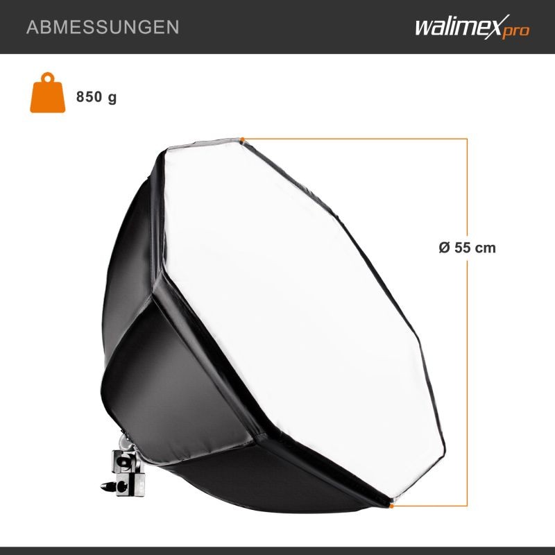 Walimex pro Octagon Softbox 55 cm 35 W LED -valaistussetti, 2 kpl, FT-8051 jalustat
