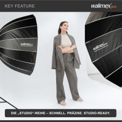 Walimex pro Parabolinen Softbox 120 cm, 16-kulmainen, sisältää kennon, maskin ja Bowens-adapterin