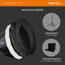 Walimex pro Parabolinen Softbox 120 cm, 16-kulmainen, sisältää kennon, maskin ja Bowens-adapterin