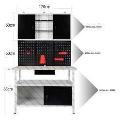 XPOtool Työkaluseinä ja kaappisetti 3 kpl reikälevyä ja seinäkaappi jauhemaalattu teräs 120 x 60 cm