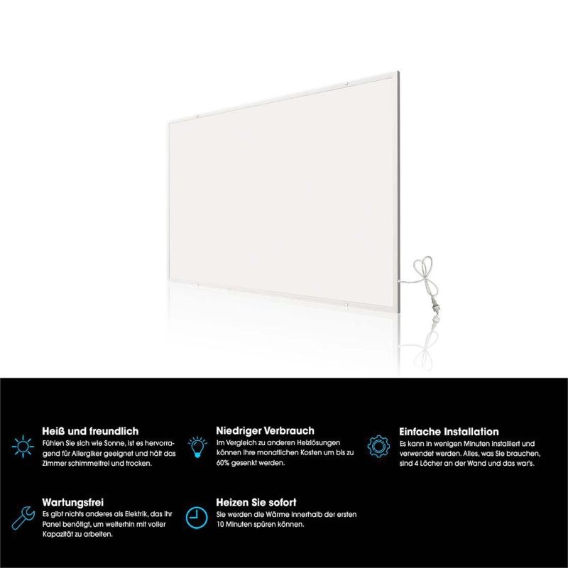Infrapunapaneeli 520 W WLAN-termostaatilla, seinäasennus, valkoinen, 920 x 620 x 15 mm
