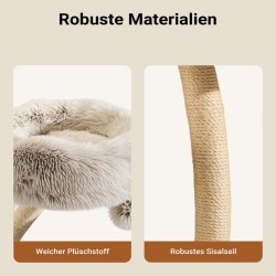 Fudajo kiipeilypuu 59 x 59 x 155 cm, 4 tasoa, pehmo ja sisal, leikkipalloilla
